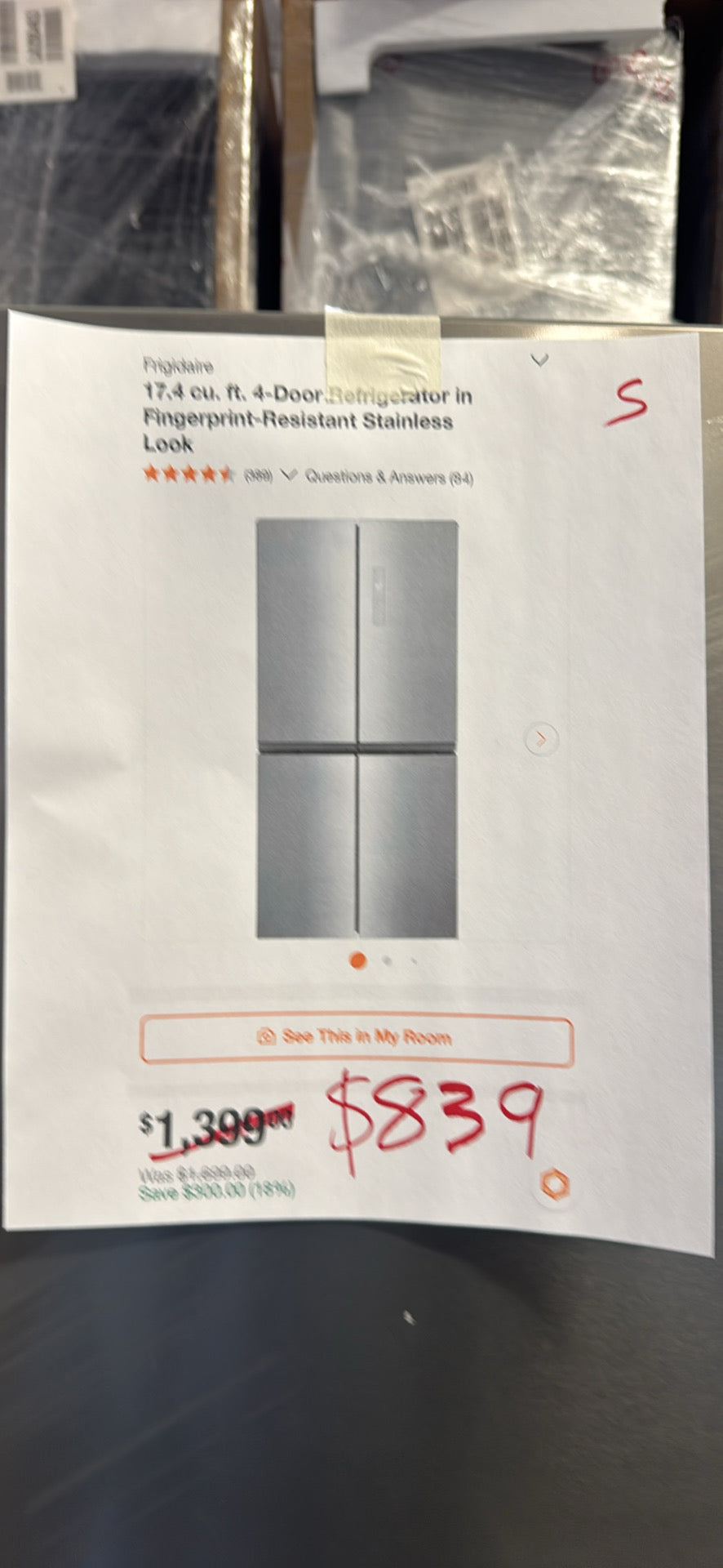 Frigidaire 17.4 cu. ft. 4-Door Refrigerator – Fingerprint-Resistant Stainless Steel