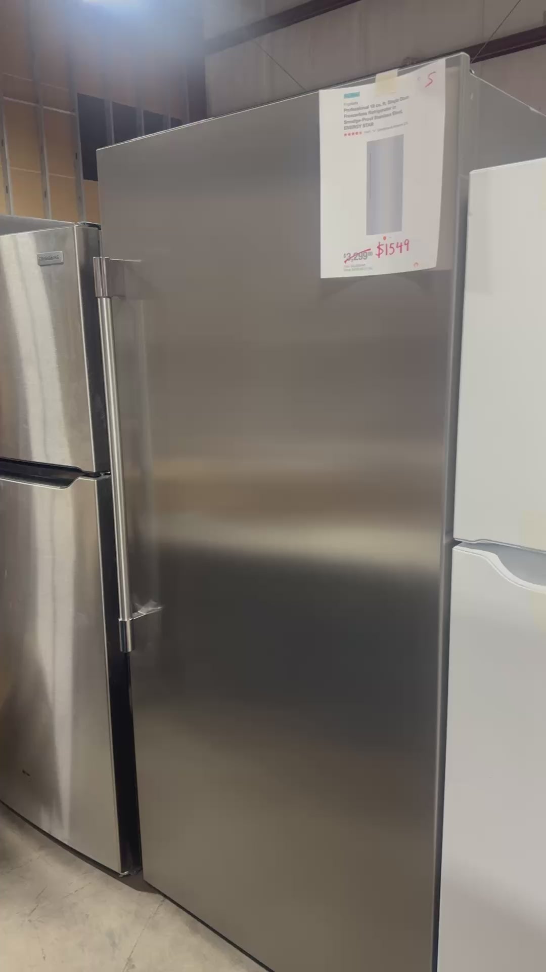 Frigidaire Professional 19 cu. ft. Single Door Freezerless Refrigerator – Smudge-Proof Stainless Steel